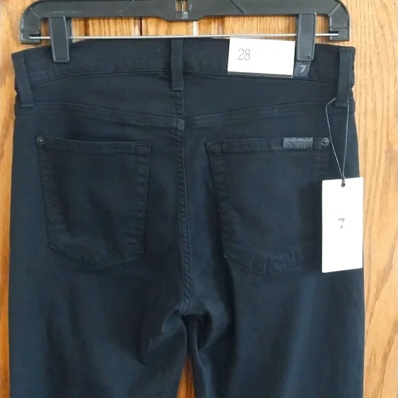 7 For All Mankind NWT Women's Size 28 Black Slim Trouser Flare Denim Jeans Pants - Picture 14 of 15